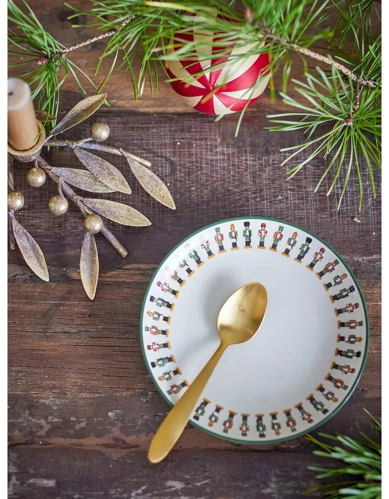 Krémový dezertný tanier s vianočným motívom z kameniny ø 16 cm Jolly – Bloomingville