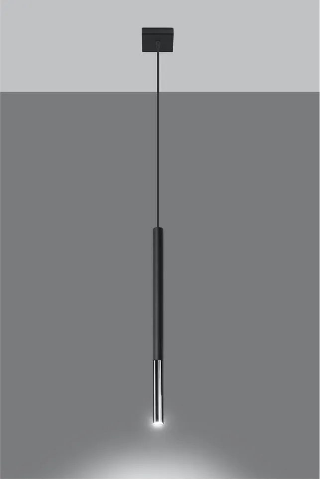 Čierne/v striebornej farbe kovové závesné svietidlo Asarot – Sollux