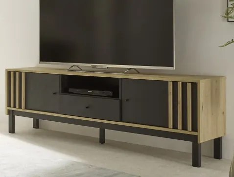 TV skrinka Volano, dub artisan/čierna%