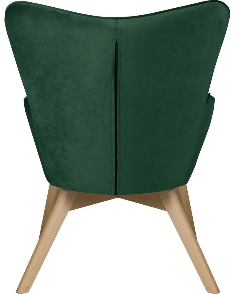 Tmavozelené zamatové kreslo s podnožkou Niko – Ropez