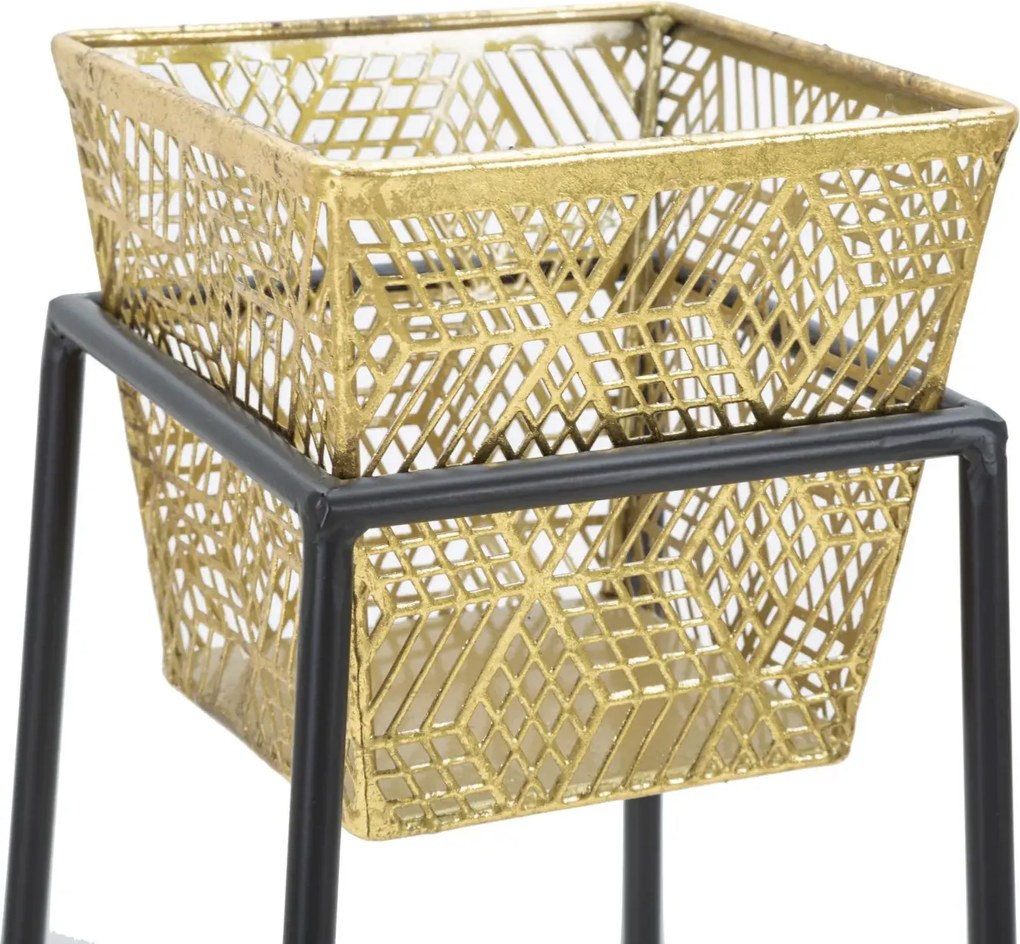 Sada 2 ks stojanů na květiny Square zlato-černá