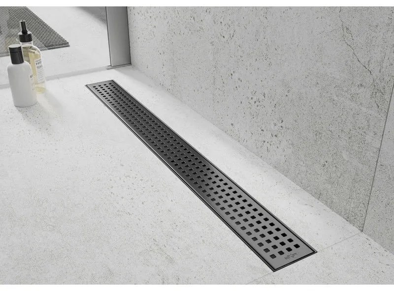 Mexen Flat nerezový sprchový žľab 60 cm vzor M08, čierna, 1725060-15