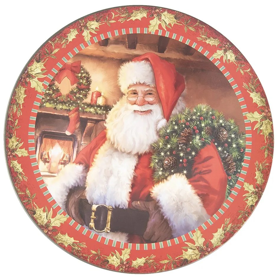 Plastový vianočný okrúhly podnos/tanier Santa I - Ø 33*1 cm