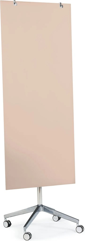 Mobilná sklenená magnetická tabuľa Stella, 650x1575 mm, pastelová ružová