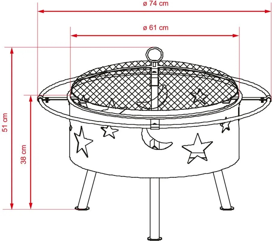 Záhradné ohnisko s grilom Avenberg WILDFIRE
