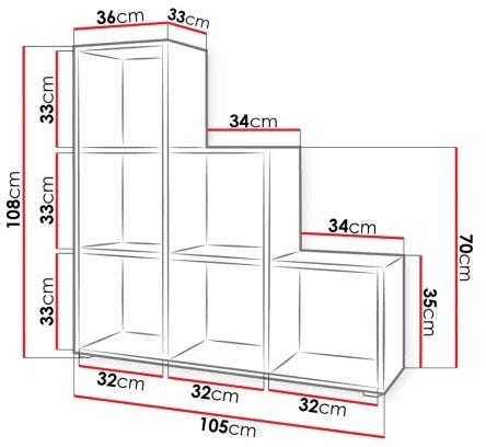 Knižnica TRIO 108x105 cm biela