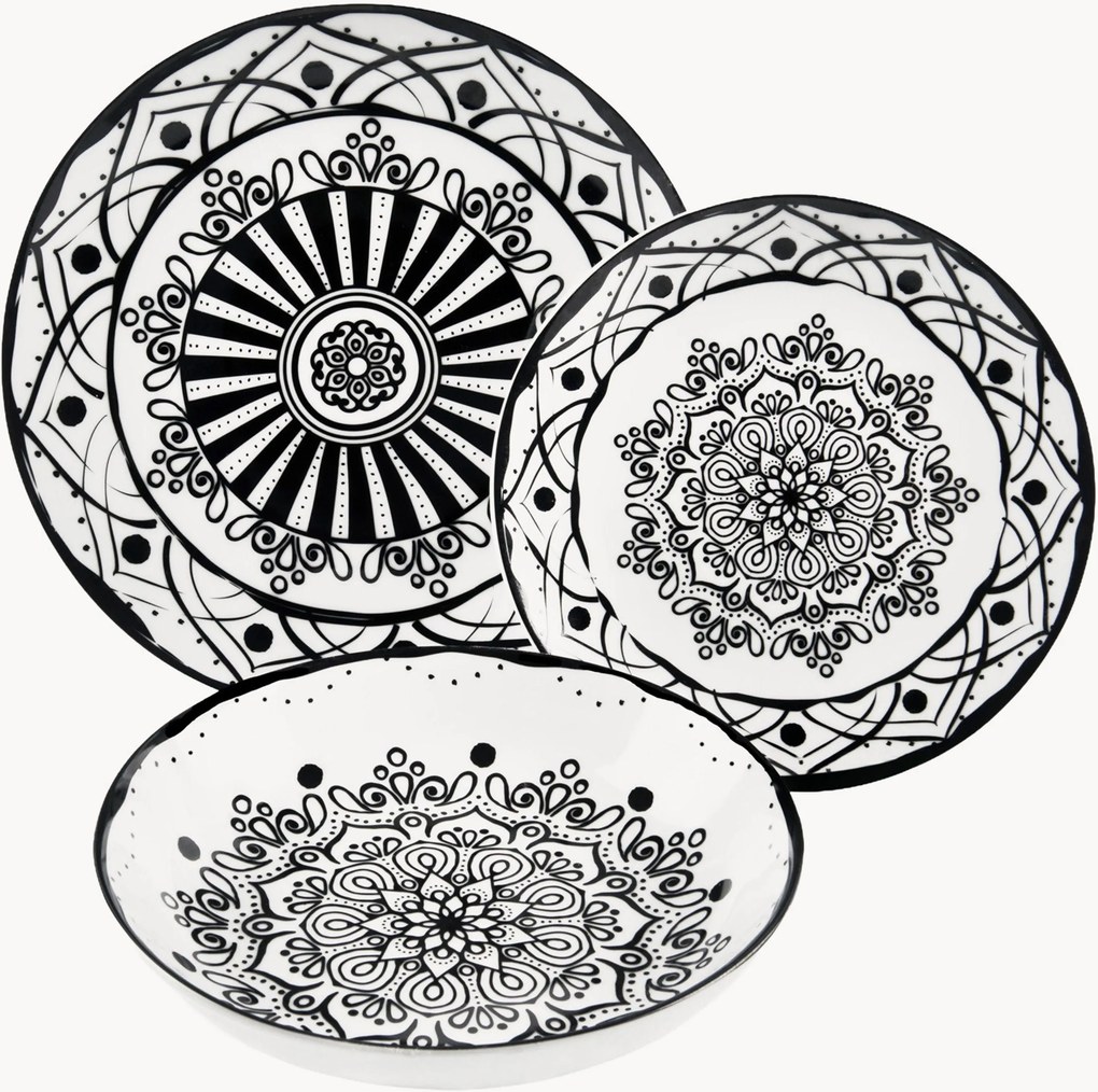 Porcelánová súprava riadu Boheme Noir, 6 osôb, 18 ks