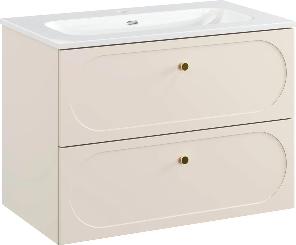 Comad Kúpeľňová skrinka s keramickým umývadlom Donna Sand 80 cm - béžový piesok