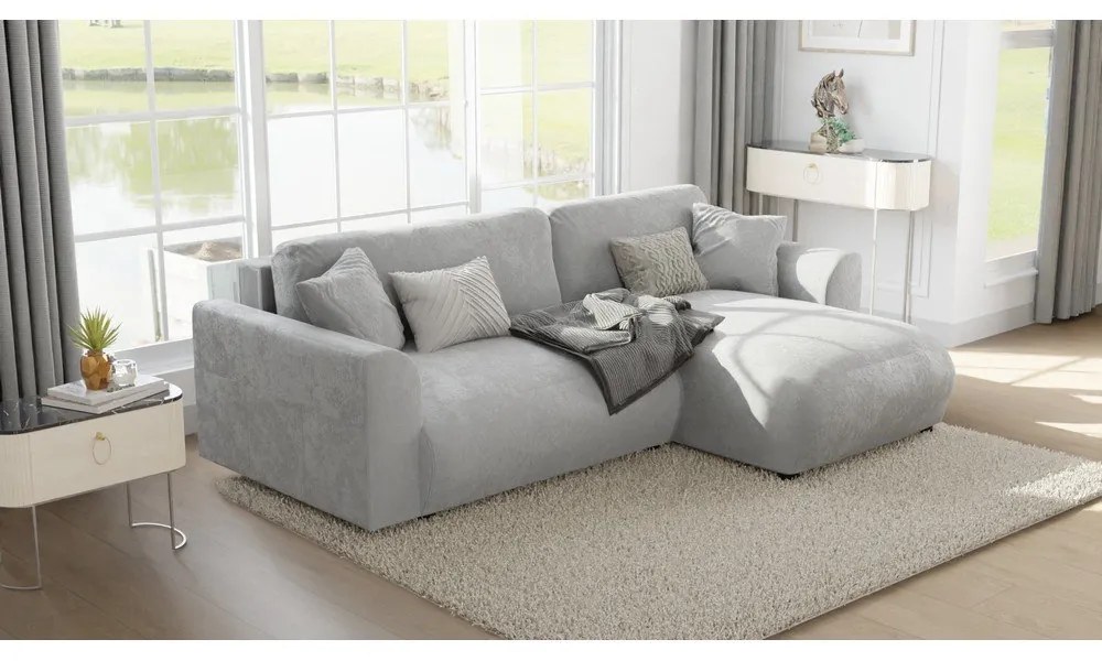 Svetlosivá zamatová rohová pohovka (variabilná) Lorine – Ropez