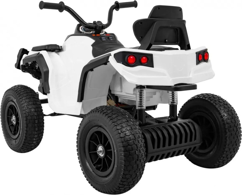 Ramiz Detská štvorkolka poháňaná vzduchovou batériou biela + nafukovacie kolesá + rádio MP3 + pomalý štart