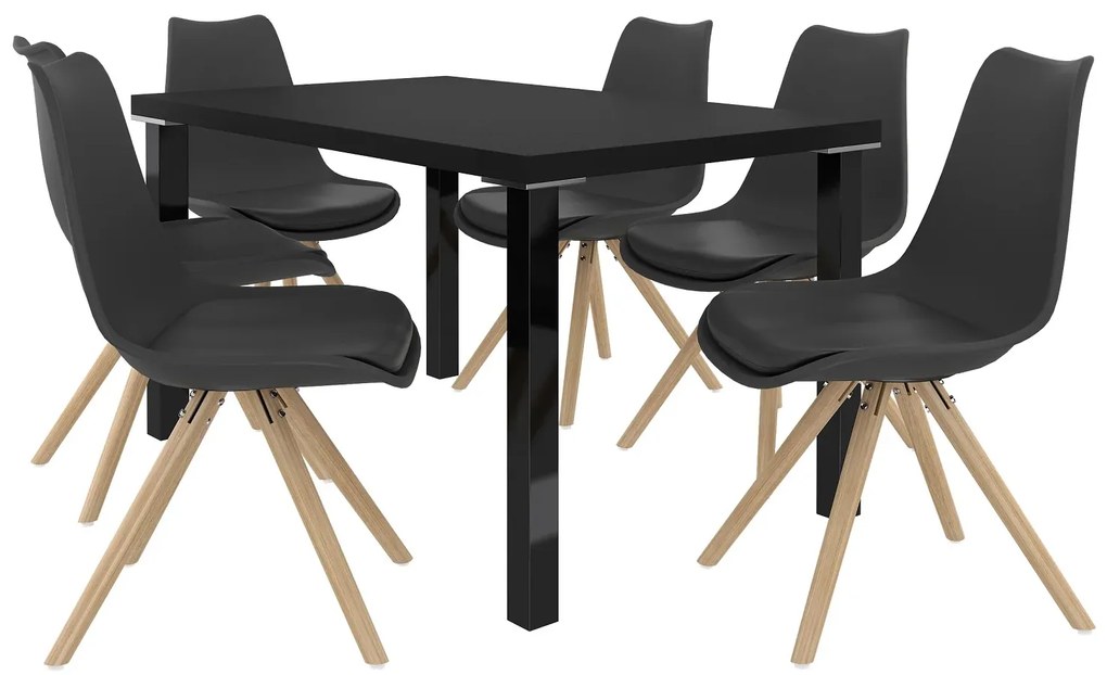 Jedálenský set 1 + 6 Belini čierny / čierne Amareto AMA/0/ZES/B/6B