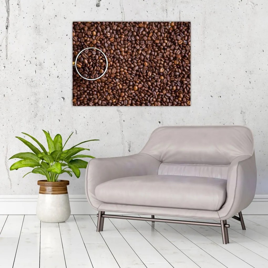Sklenený obraz - kávové zrná (70x50 cm)