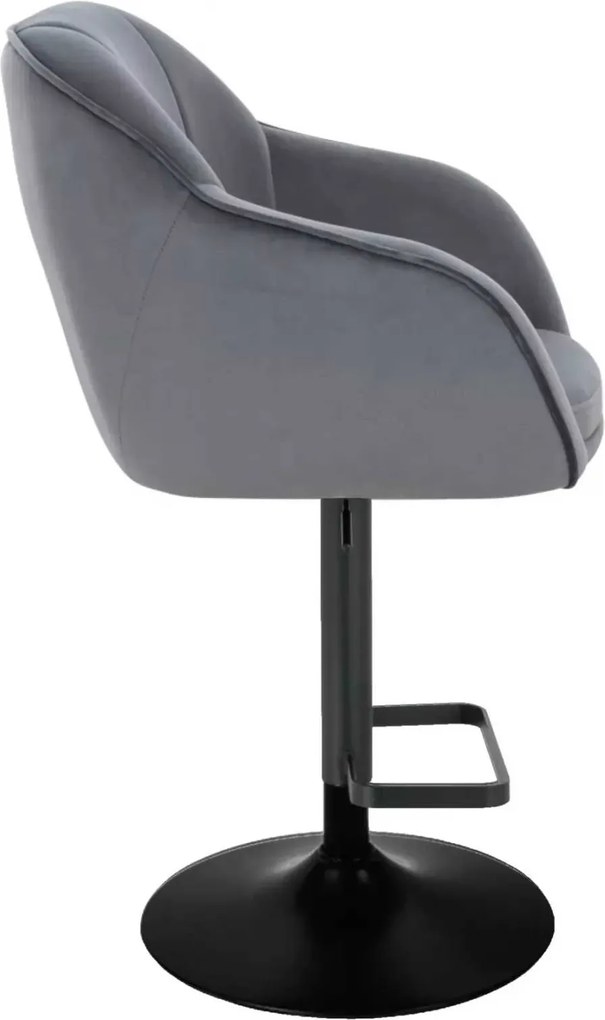LuxuryForm DESIGN Barová stolička AVOLA VELUR na čiernom tanieri - tmavo šedá