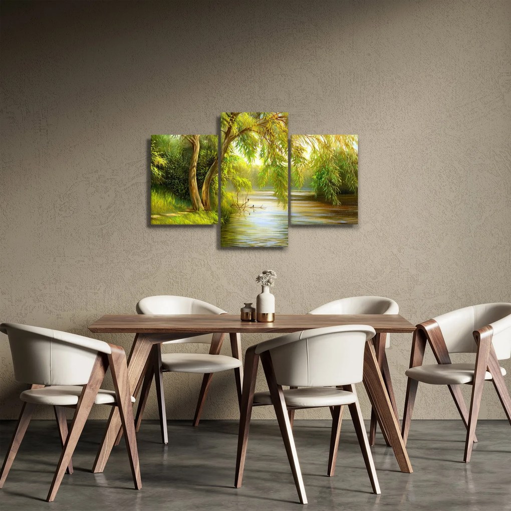 Obraz - Vŕba pri jazere, olejomaľba (90x60 cm)