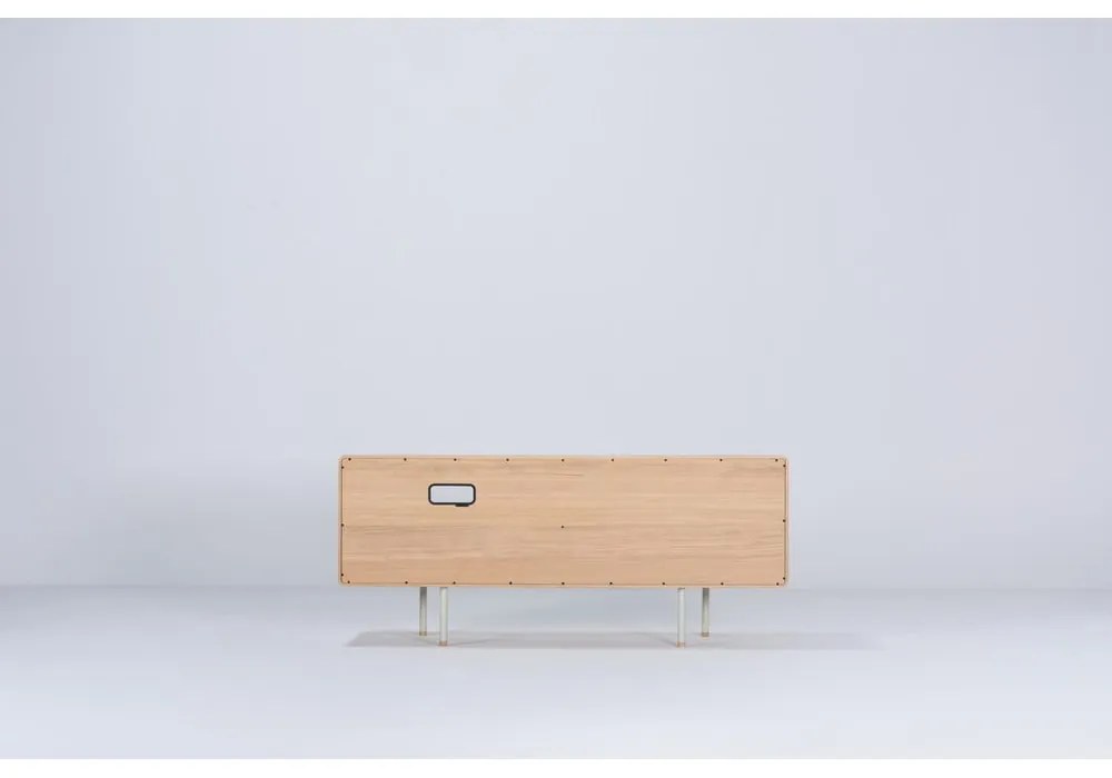 TV stolík z dubového dreva v bielo-prírodnej farbe 150x64 cm Fina – Gazzda