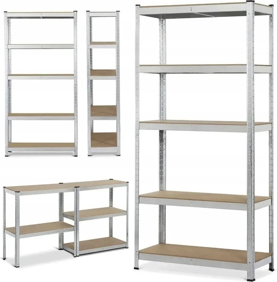 Regál 180x90x40 cm zinkovaný 5-policový, nosnosť 875 kg