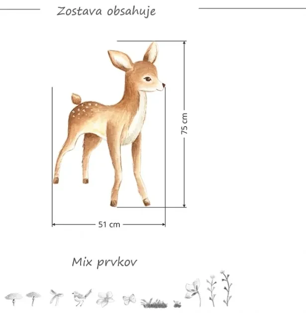 Nálepka na stenu Jelenček so zvieratkami