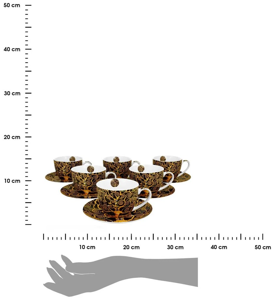 Porcelánová šálka s podšálkou Klimt Tree Of Life 250 ml sada 6ks