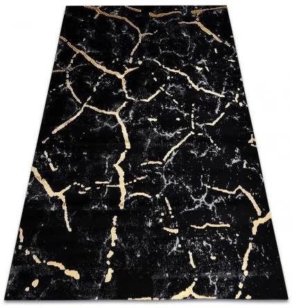 Koberec GLOSS moderný 410A 86 Mramor, kameň, štýlový, glamour čierna / zlatá Veľkosť: 240x330 cm
