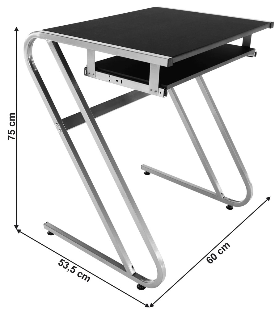 Kondela PC stôl, čierna/strieborná, JOFRY