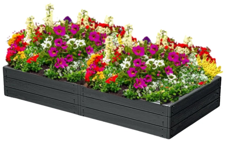 Vyvýšený záhon WOODY 149x75,6x25cm, antracitová Prosperplast