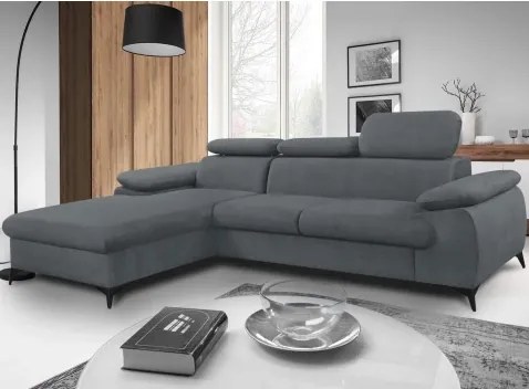 Rohová sedacia súprava Scala, ocelovo šedá látka, ľavý roh%