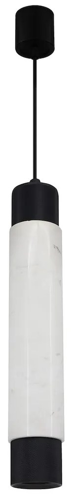 Závesné svietidlo Marble, 1x mramorové/čierne kovové tienidlo, w