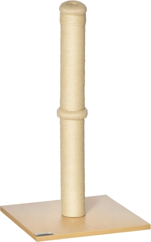 PawHut Škrabací stĺp pre mačky, škrabací stĺpik vyrobený z sisalu, stabilný škrabací stromček, hračky pre mačky so loptou, 60 cm, drevotrieska, sisal,