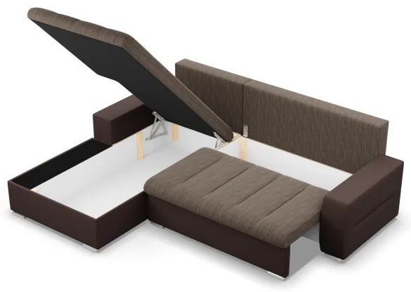 Rohová rozkladacia sedačka AURORA ľavá hnedá / cappuccino