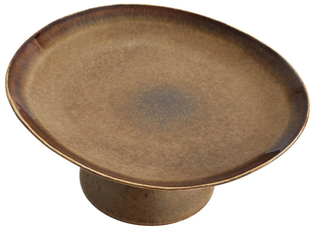 MADAM STOLTZ Kameninová misa na podstavci Brown 28 cm