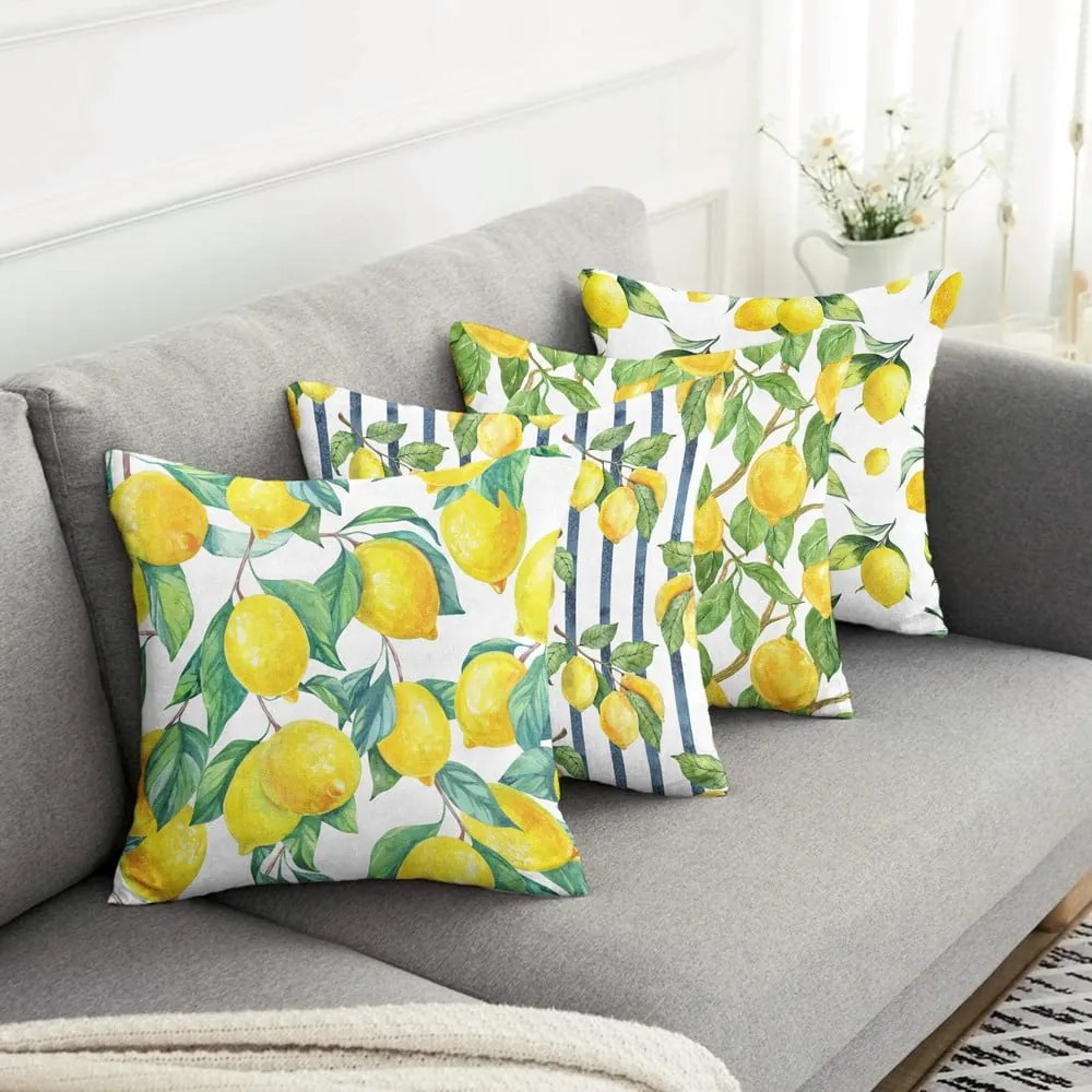 Obliečky na vankúše v súprave 4 ks 43x43 cm Lemons – Mila Home