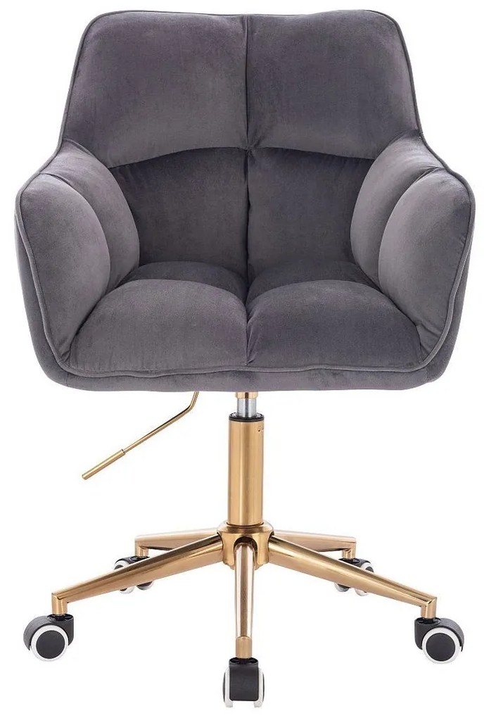 LuxuryForm DESIGN Kreslo AMALFI VELUR na zlatej podstave s kolieskami - tmavo šedé