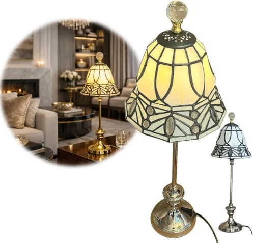 Stolná lampa Tiffany ANTIK SLENDER Metal Base Crystal 50*Ø18