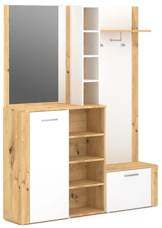 Predsieňová stena s zrkadlom KEVIN hnedá/biela