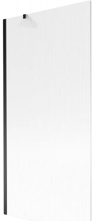 Mexen Next, vaňová zástena 1-krídlová 90 x 150 cm, fixné krídlo, 6 mm sklo s pruhmi, čierny profil, 895-090-000-00-09-70