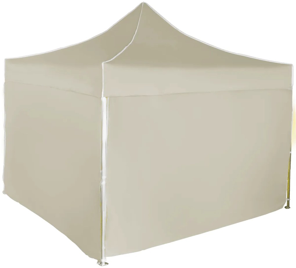 Rýchlorozkladací nožnicový stan 3x3m – hliníkový, 4 bočné plachty, Béžová