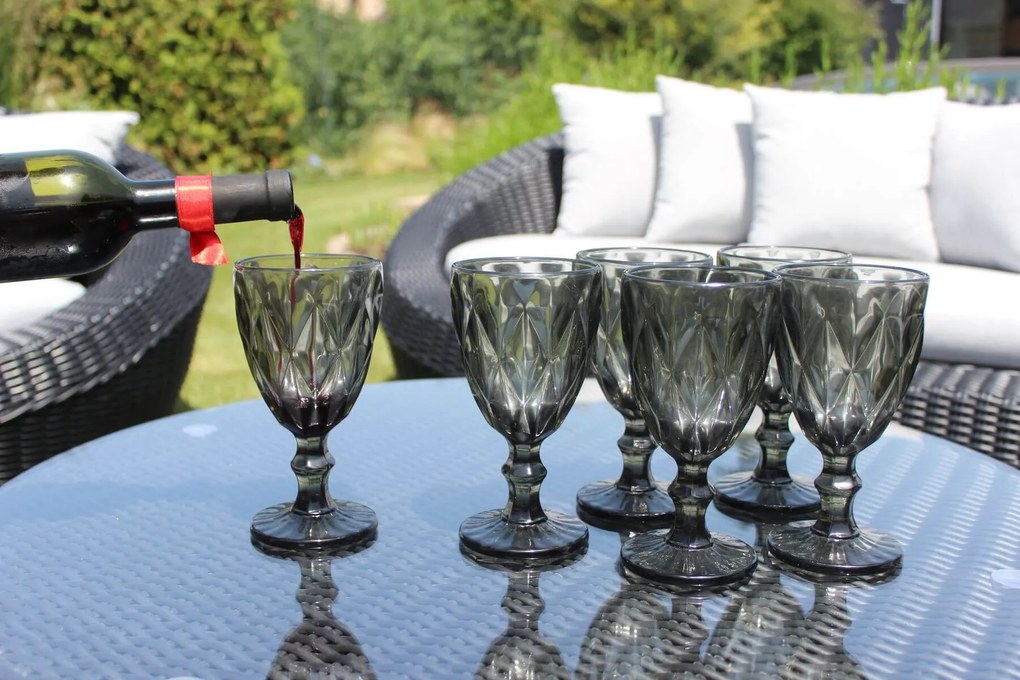 Sivé sklenené poháre na víno 320ml 6ks