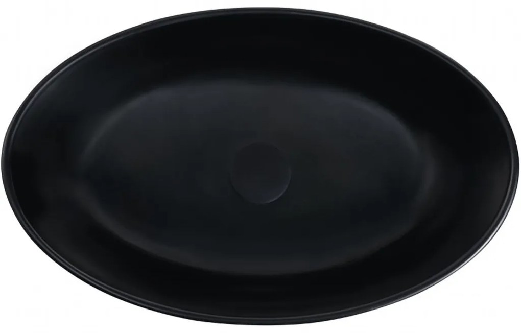 Cerano Luna, umývadlo na dosku z liateho mramoru 528x309x165 mm, čierna matná, CER-CER-WB19B