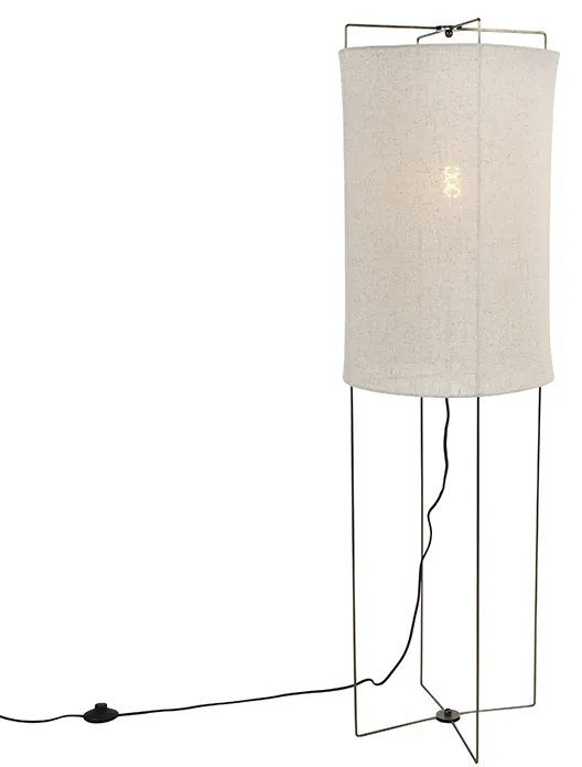 Dizajnová stojaca lampa béžová ľanová tienidlo - Rich