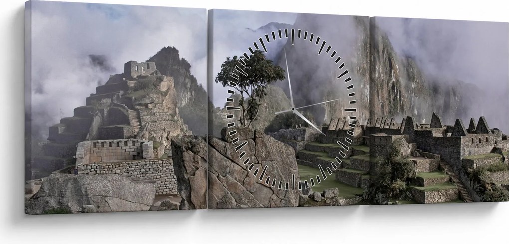 Obraz - Machu Picchu (s hodinami) (90x30 cm)