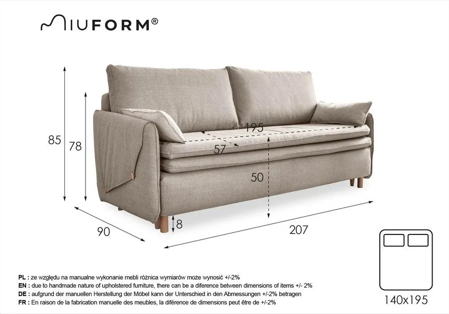 Svetlohnedá rozkladacia pohovka 207 cm Simon – Miuform