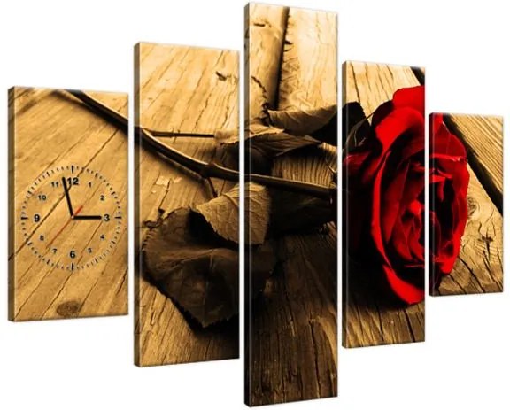 Obraz s hodinami Osamelá ruža 150x105cm ZP1237A_5H