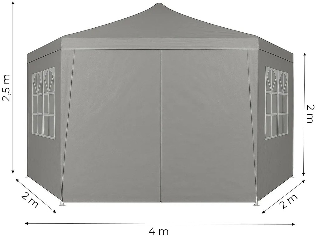 Záhradný pavilónový altánok, s oknami, sivý, MultiGarden
