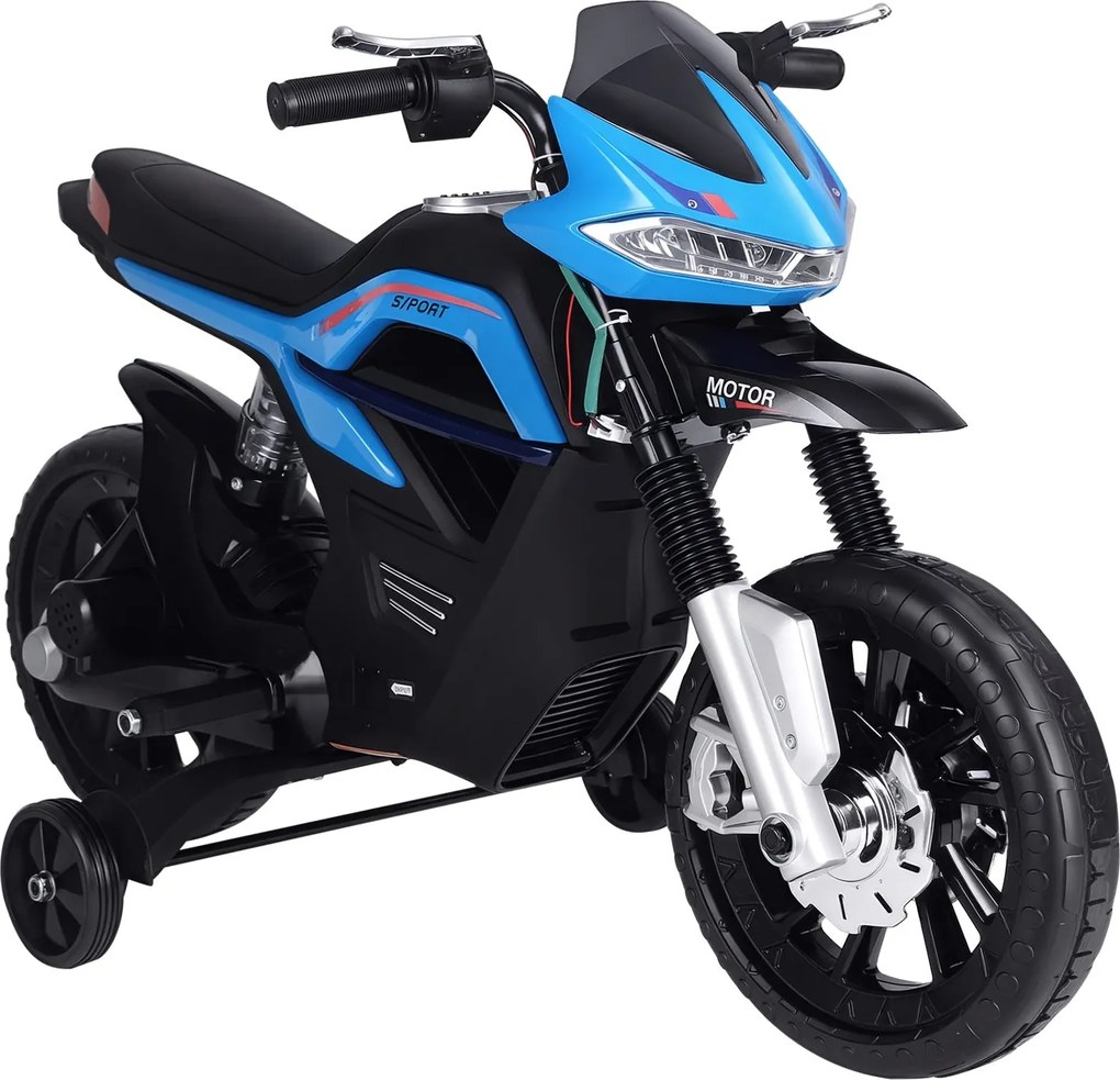HOMCOM Detská Elektrická Motorka +3 Roky 6V Batéria s Svetlami a Hudbou 105x52.3x62.3cm Modrá | Aosom