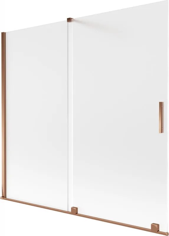 Mexen Velar, 2-krídlová posuvná vaňová zástena 170 x 150 cm, 8mm sklo námraza, ružové zlato, 896-170-000-31-60