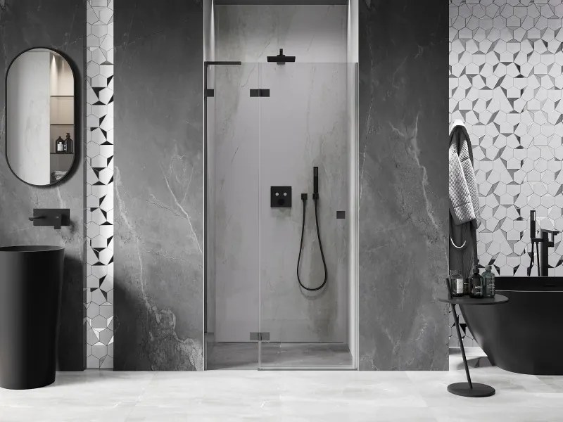 Mexen, Mexen Lunar L ľavé otočné sprchové dvere 70 cm, transparentné, pištoľový kov - 834L-070-000-95-00-L