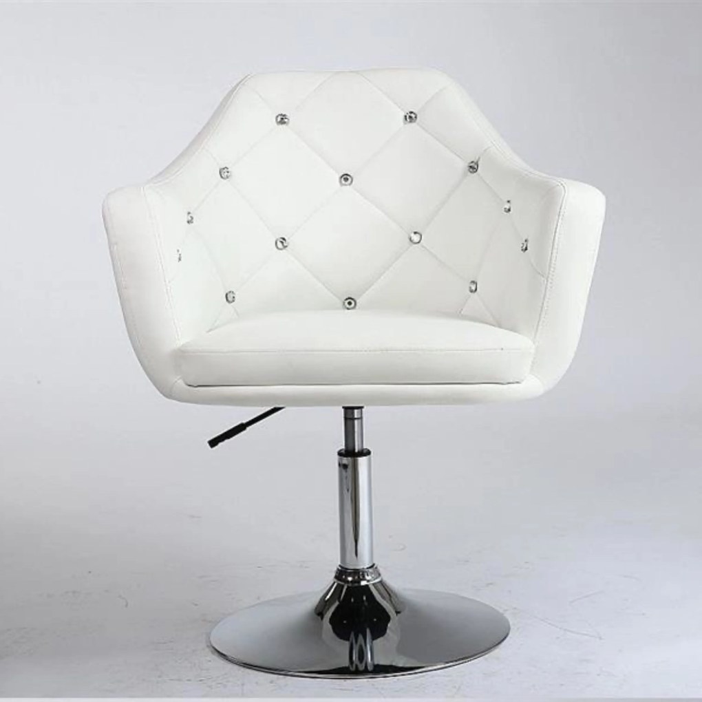 PROXIMA.store - Čalúnené otočné kreslo FLEUR II FARBA: biela, FARBA NÔH - MATERIÁL: strieborná (kov), MATERIÁL: ekokoža