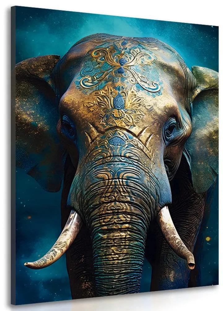 Obraz modro-zlatý slon Varianta: 80x120