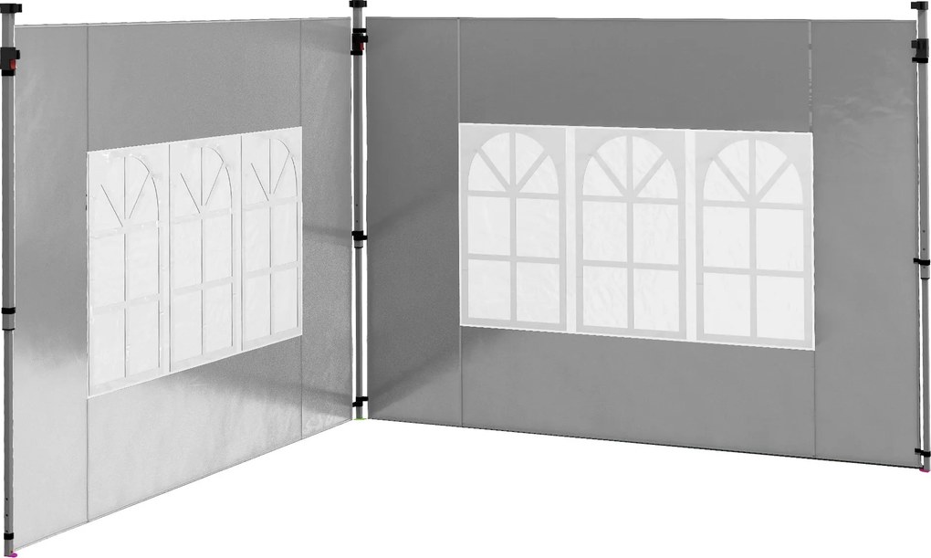 Outsunny Sada 2 bočných stien pre altánok 3 x 3 m alebo 3 x 4 m, panel pre pavilón s oknom, Oxford látka, 295 x 195 cm, svetlo sivá | Aosom