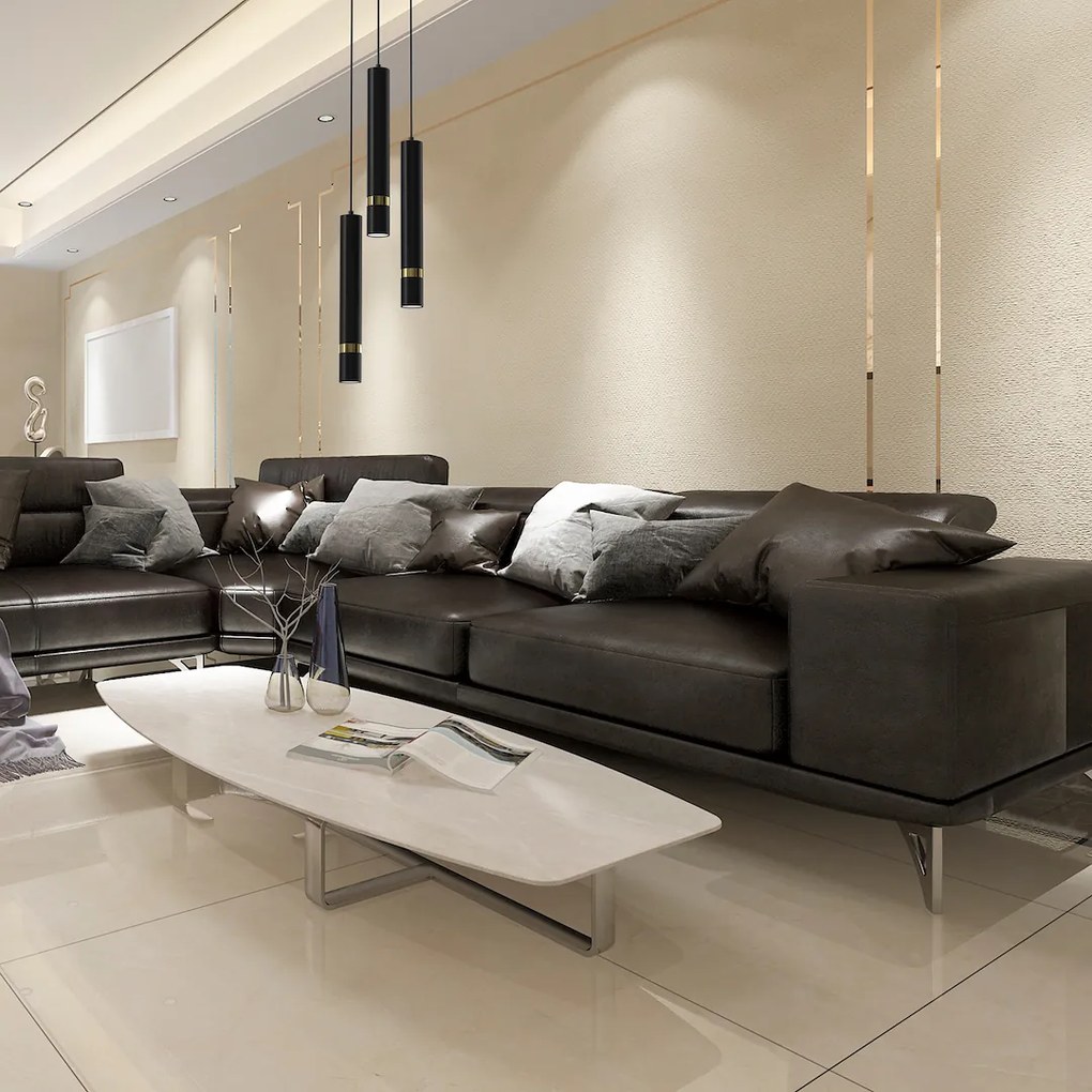 Závesné svietidlo Joker, 3x zlaté/čierne kovové tienidlo, b, o